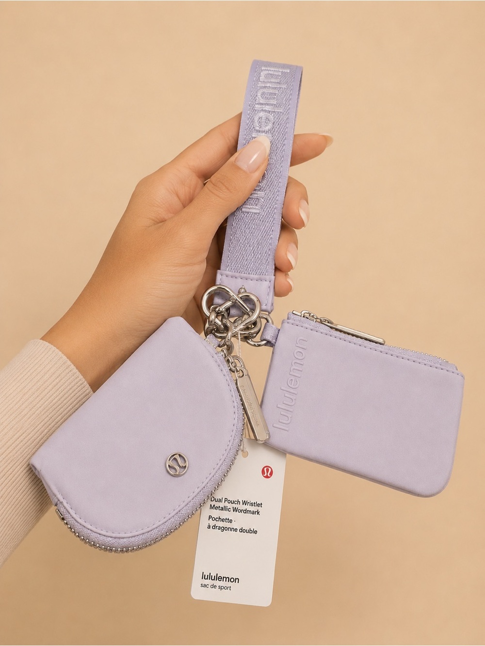 lululemon athletica Lavender Dual Pouch Key & Card Holder with Strap